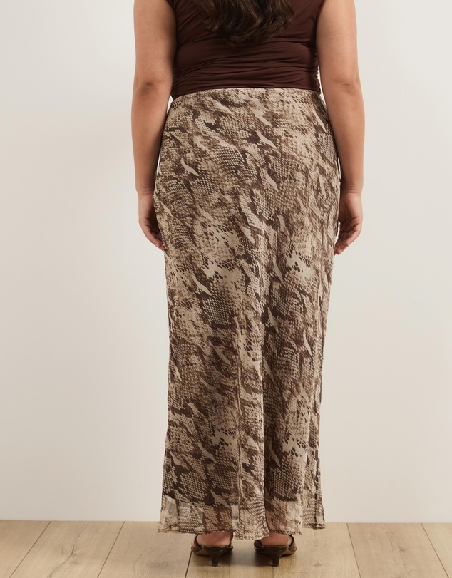 Atmos&Here Curvy - Kiera Snake Print Midi Skirt
