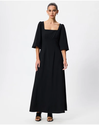 Tussah - Rosalie Square Neck Puff Sleeve Midi Dress