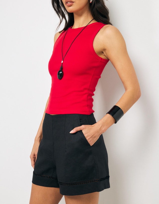 AERE - Amara Trim Detail Linen Shorts