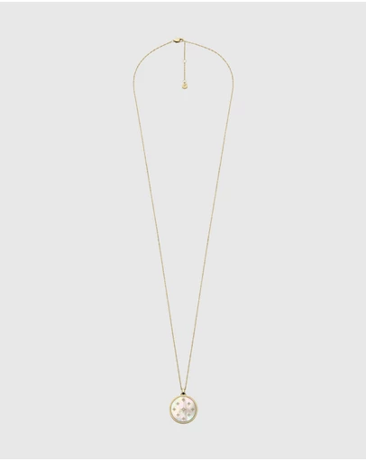 Fossil - JEWELERY Classic Mother-of-Pearl Gold-Tone Pendant Necklace