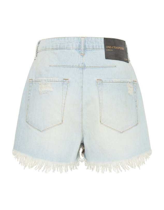 ONE TEASPOON - Gold Mine Le Wolves Mid Length Denim Shorts