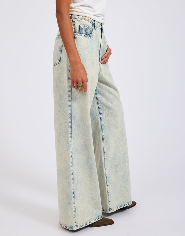 ONE TEASPOON - Love Machines Mid Waist Super Wide Leg Denim Jeans - Ambrosia Blue