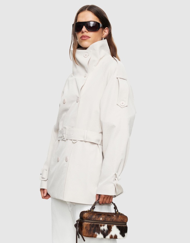Lioness - Blanc Cropped Trench Coat - ICONIC EXCLUSIVE
