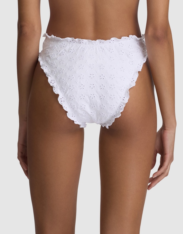Polo Ralph Lauren - Ruffle Kennedy Eyelet High Leg Bikini Bottom