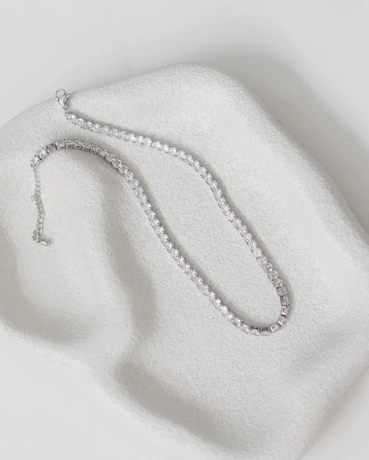 The White Collection - Tiffany - Modern Silver Bridal Necklace