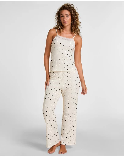 Hunkemoller - Lace Print Rib Cami Long Pyjama Set