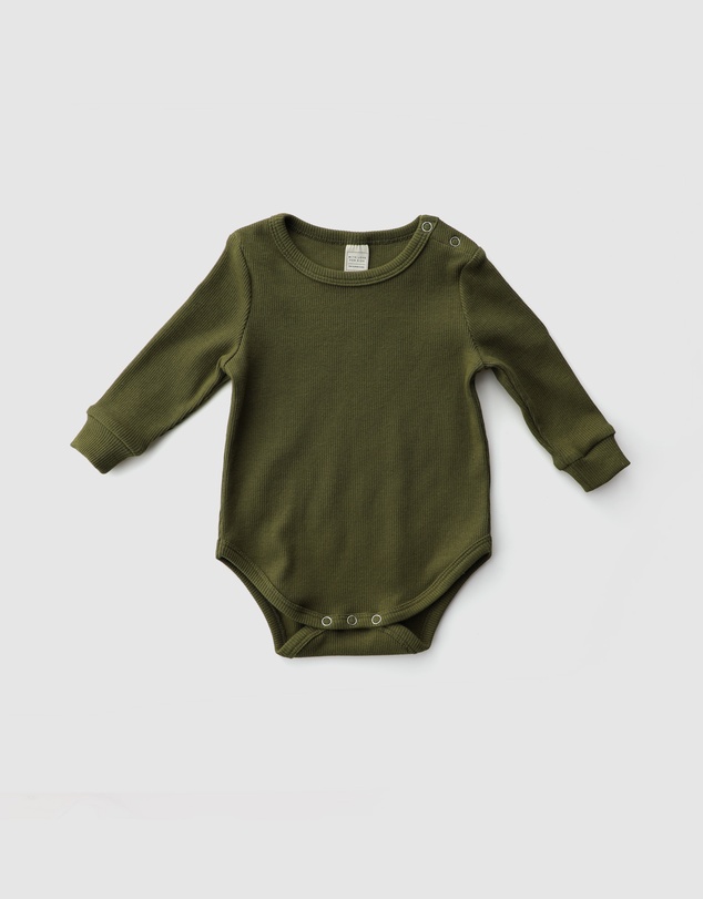 WITH LOVE FOR KIDS - Basics Thick Ribbed Long Sleeve Onesie - Babies