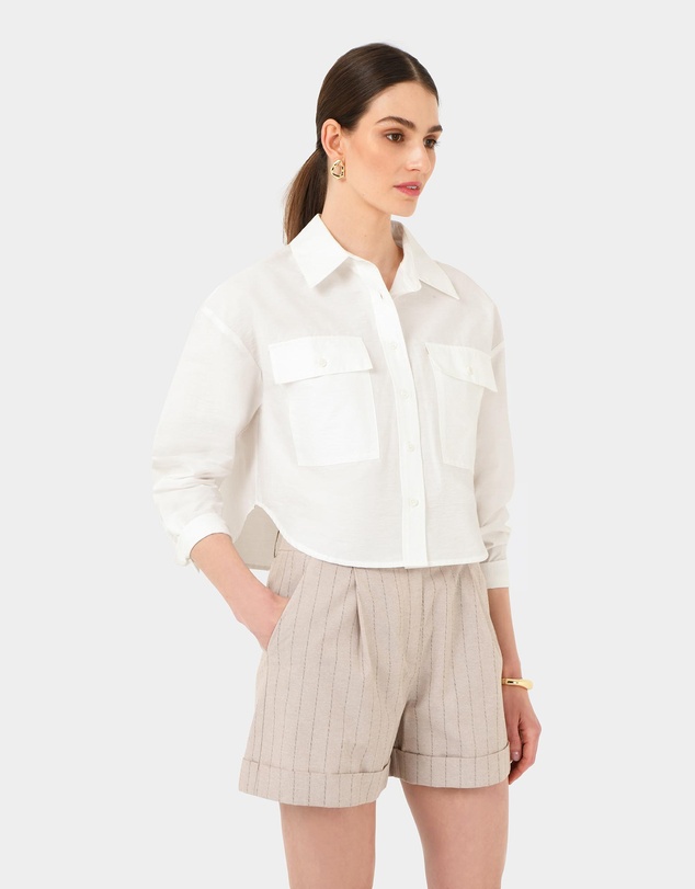 Forcast - Kyla Crop Pocket Shirt