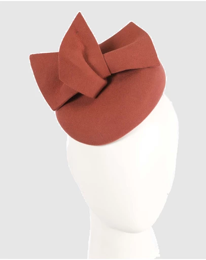 Max Alexander - Winter Rust Felt Pillbox with Bow