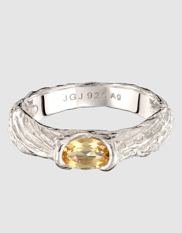 Elli Jewelry - Elli Jewelry Textured Citrine Cocktail Ring in 925 Silver