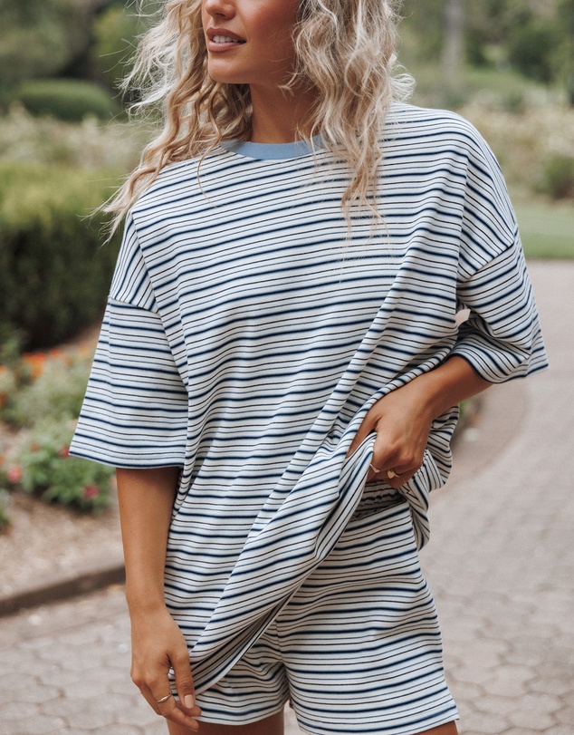 Petal & Pup - Hellen Stripe Short Set - Blue/Cream Stripe