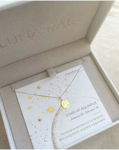 Luna Rae - Solid Gold - Stars of Aquarius Diamond Necklace