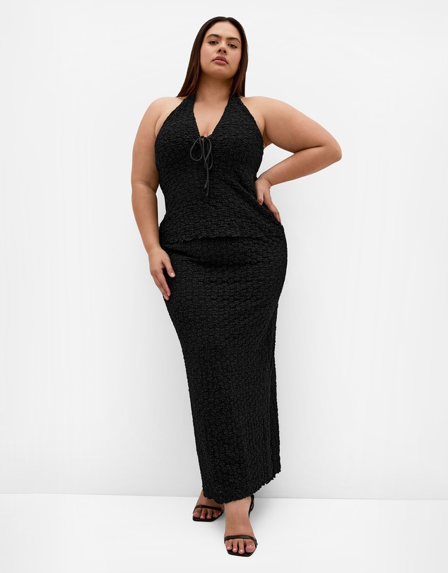 City Chic - Plus size Shiloh Lace Halter Top - black