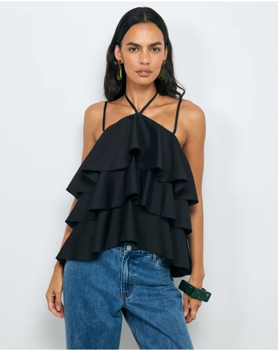 AERE - Giselle Tiered Halter Top