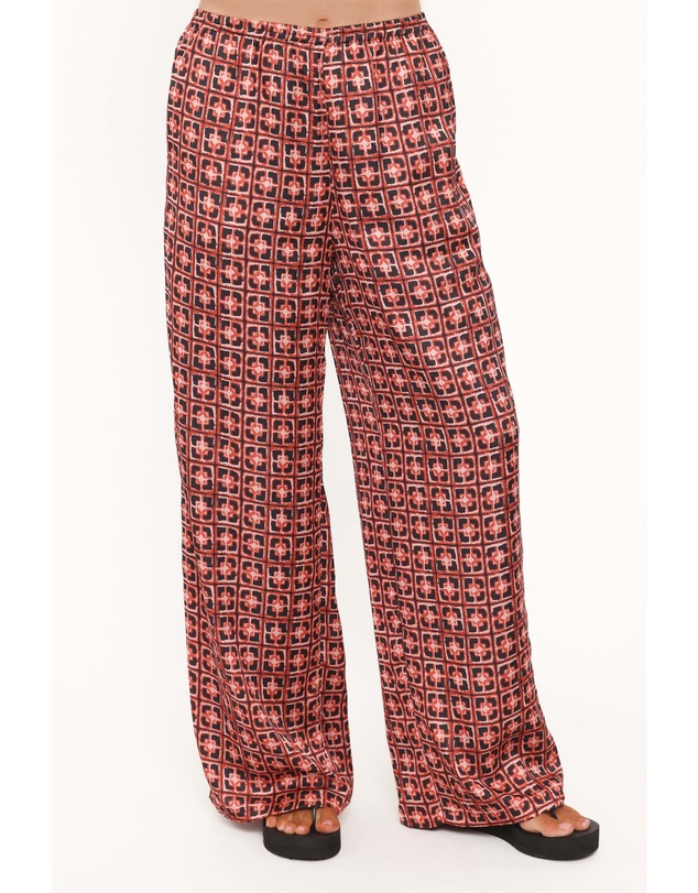 Petal & Pup - Lexi Elastic Waist Pant - Red Geometric