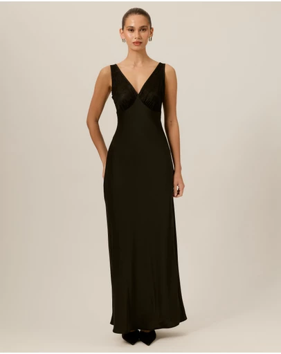 Tussah - Elise Lace Bodice Satin Maxi Dress