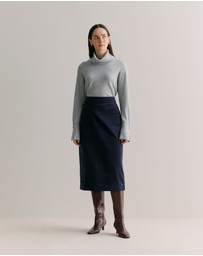 Trenery - Velvet A-line Skirt in Navy