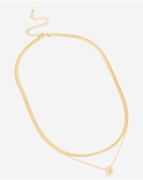 Lovisa - Waterproof Gold Plated Stainless Steel Snake Chain & Pebble Layered Necklace