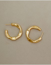 Meshca - Flat Beaten Hoop Earrings