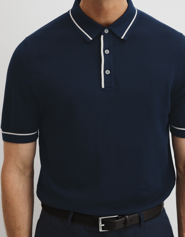 Country Road - Australian Cotton Blend Silk Tipped Knit Polo