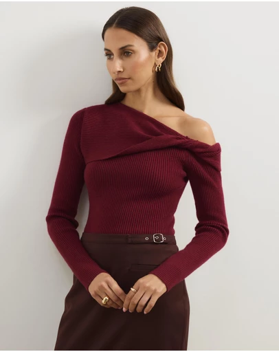 Atmos&Here - Alora Long Sleeve Knit Top With Twist Detail