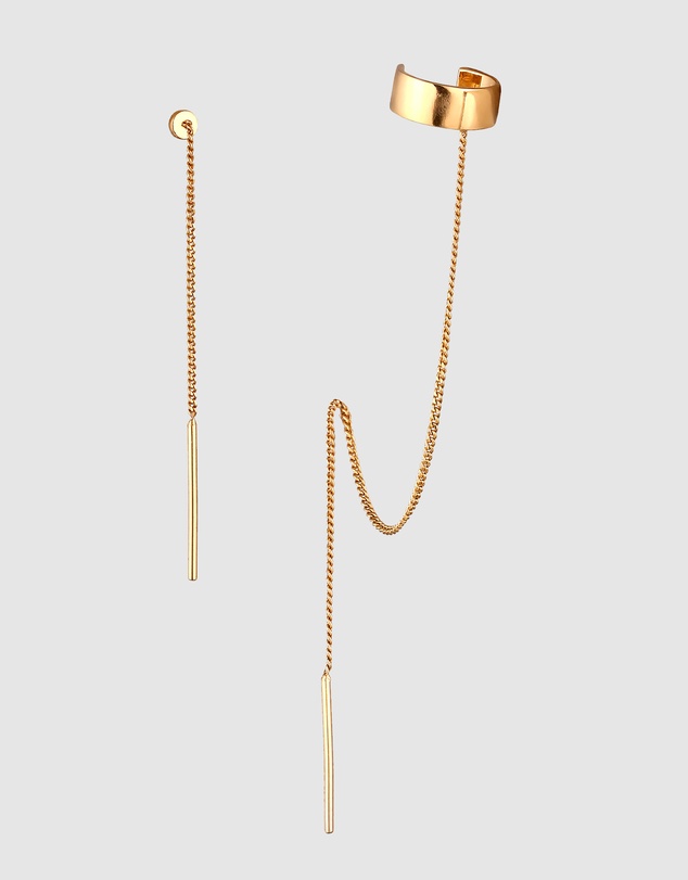 Elli Jewelry - Earrings Earcuff Hanger Long 925 Sterling Silver Gold-plated