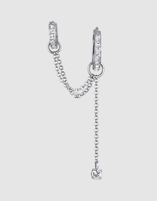Elli Jewelry - Earrings Earcuff Single with Crystals 925 Sterling Silver