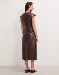 The Fated - Cam Faux Leather Midi Dress