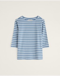 Seasalt - Seasalt Cornwall Blue Sailor 3/4 Sleeve Top Jersey