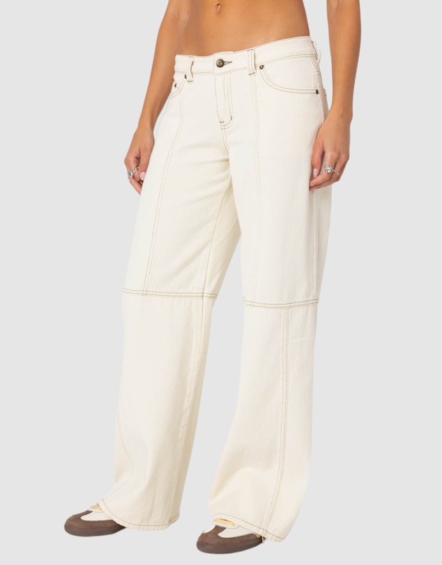 EDIKTED - Contrast Stitch Low Rise Jeans
