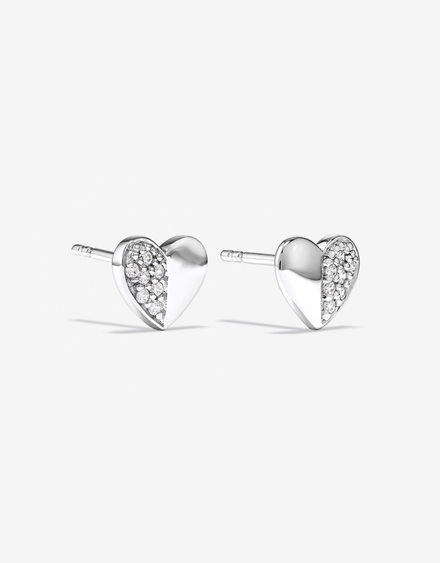 Michael Hill - Pave Heart Stud Earrings with Cubic Zirconia in Sterling Silver