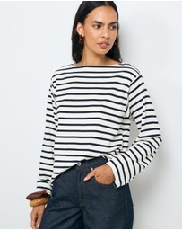 AERE - Boat Neck Stripe T-Shirt