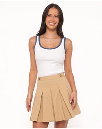 Petal & Pup - Willow Pleated Mini Skirt - Taupe