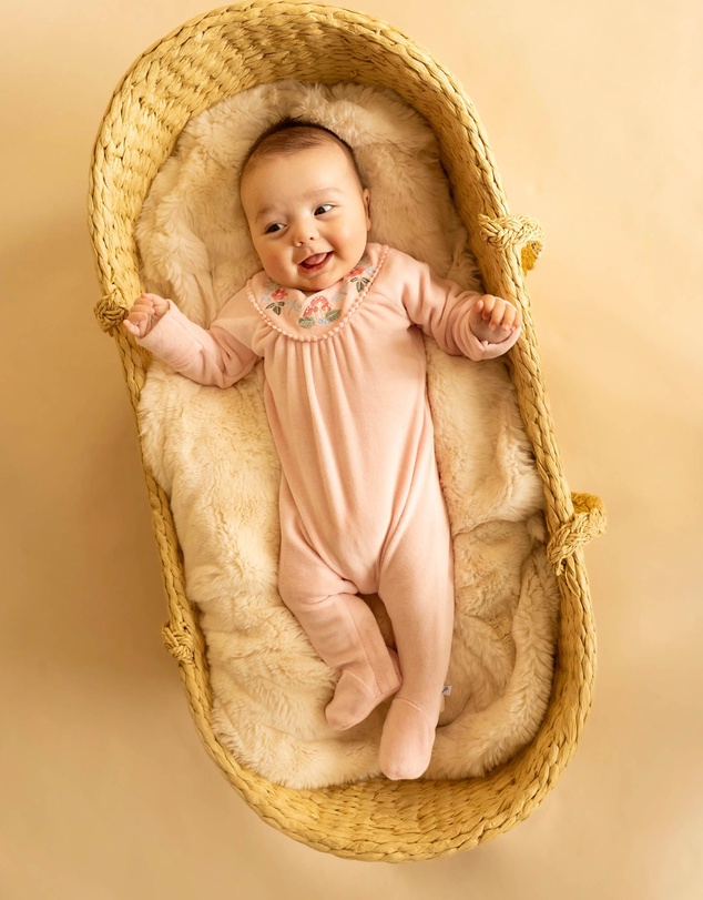 Fox & Finch - Wild Garden Embroidered Velour Zip Onesie - Babies