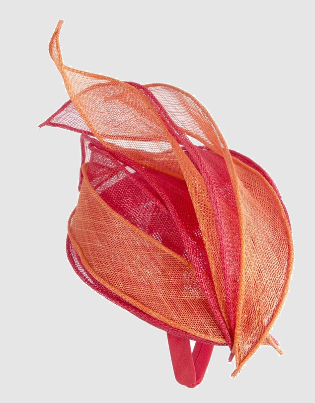 Max Alexander - Pillbox Red Orange Racing Fascinator