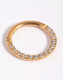 Lovisa - Gold Plated Titanium Cubic Zirconia Clicker Ring