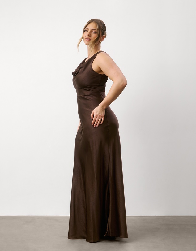 Six Stories - Cowl Front Satin Bridesmaid Dress
