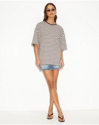 Dazie - Nostalgia Stripe Oversized Boyfriend Tee