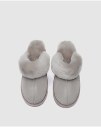 EVERAU - Australian Shepherd Ugg Muffin Slipper Special Cow Suede Upper House Shoes