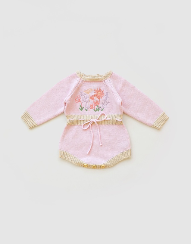 WITH LOVE FOR KIDS - Long Sleeve Knitted Romper - Babies