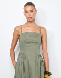 AERE - Gabriella Linen Midi Dress