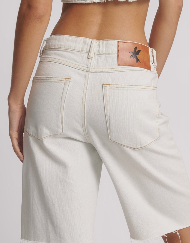 ONE TEASPOON - Le Cats Mid Waist Wide Leg Boyfriend Denim Jorts - Le Surf Blue