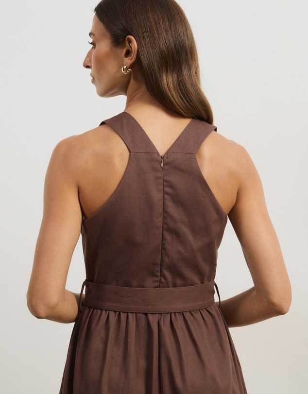 Atmos&Here - Ada Cotton Twill V-Neck Midi Dress