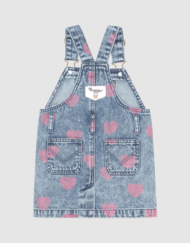 Huxbaby - Dreamy Denim Hearts Pinafore Dress - Babies-Kids
