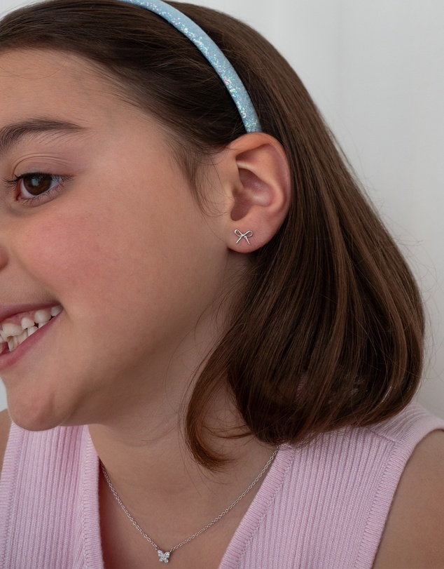 The Silver Collective - Children's Bow Earrings Silver