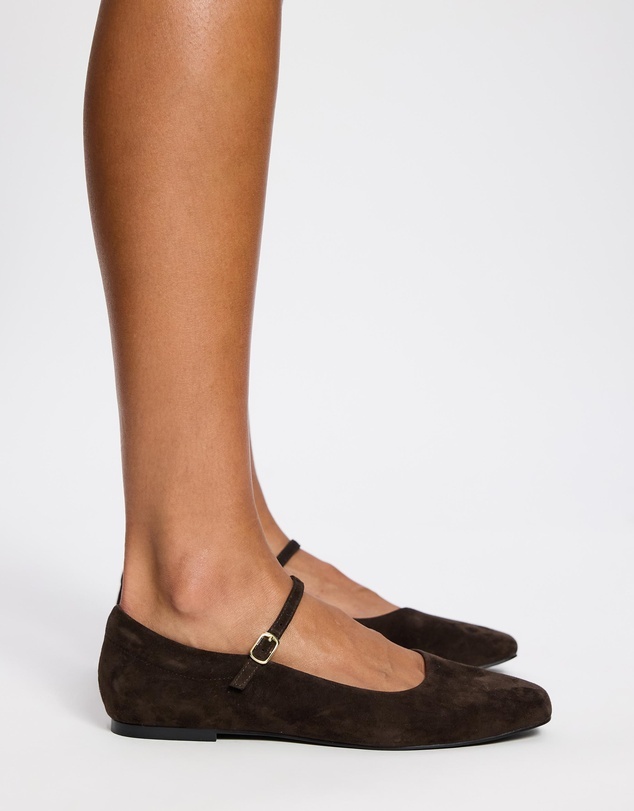 AERE - Suede Buckle Ballet Flats