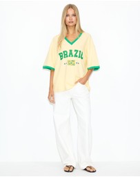 Dazie - Team Brazil Oversized V Neck Graphic Tee