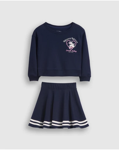 GAP - GAP x Disney French Terry Logo Crew x Skort Set - Babies-Kids
