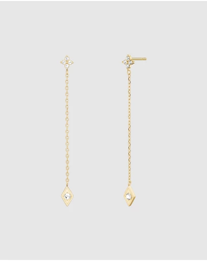 Rosefield - Diamond Star Crystal Gold-Tone Long Earrings