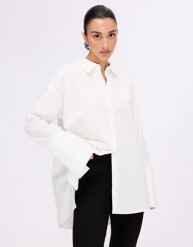 Revibe - Repaired Minima Esenciales Raine Cotton Shirt With Wide Cuffs - AU 10